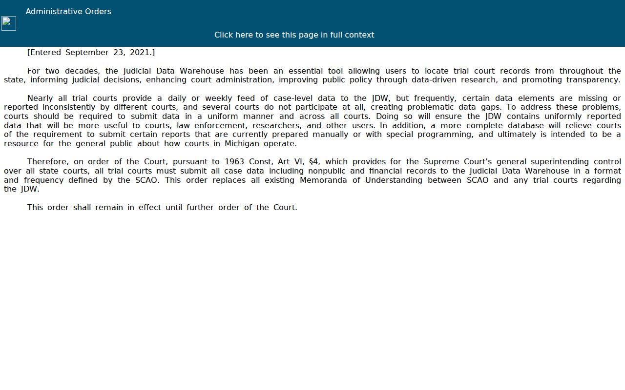 Arenac County court calendar source image for Michigan judicial data reporting