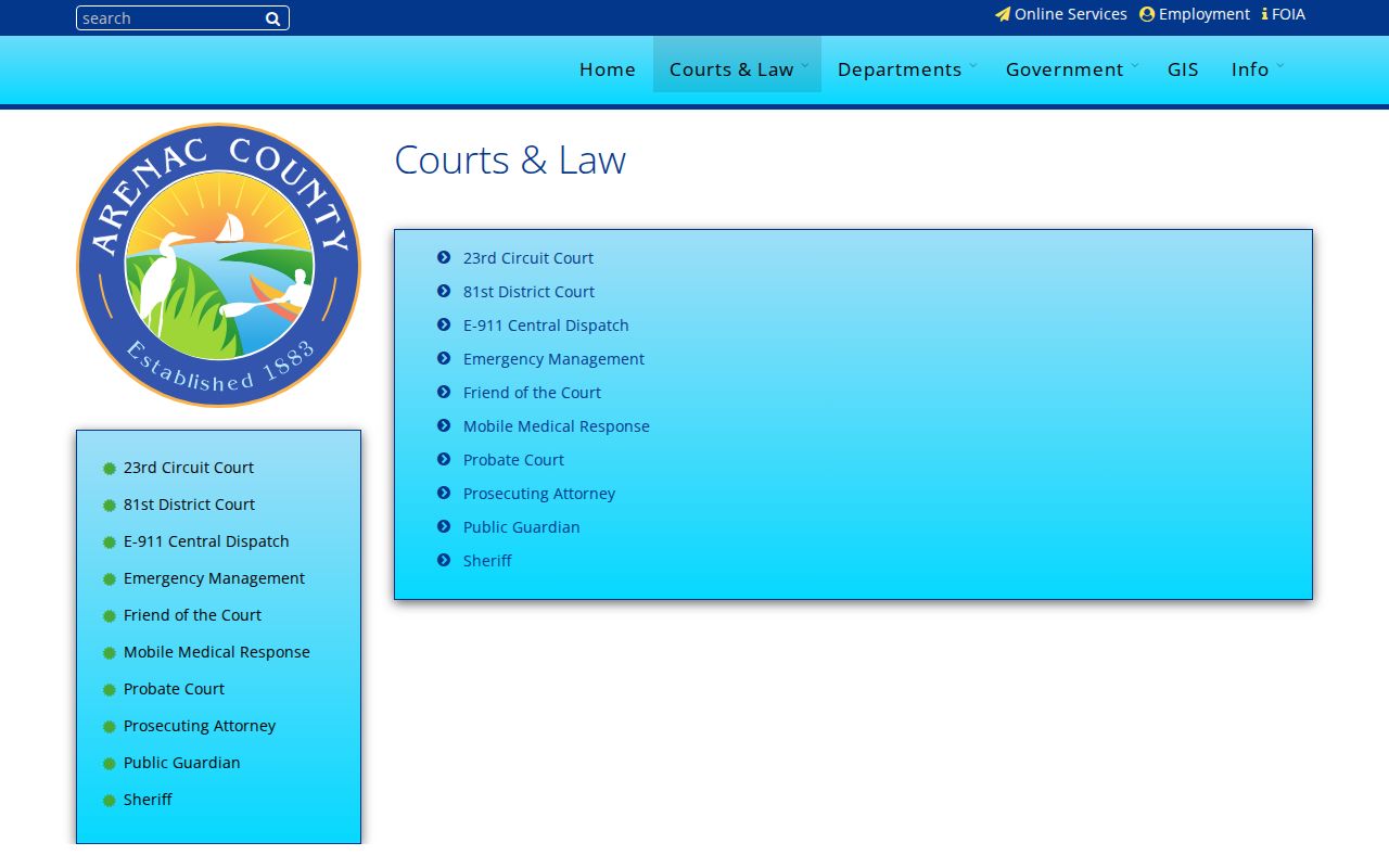 Arenac County court docket courts and law resource