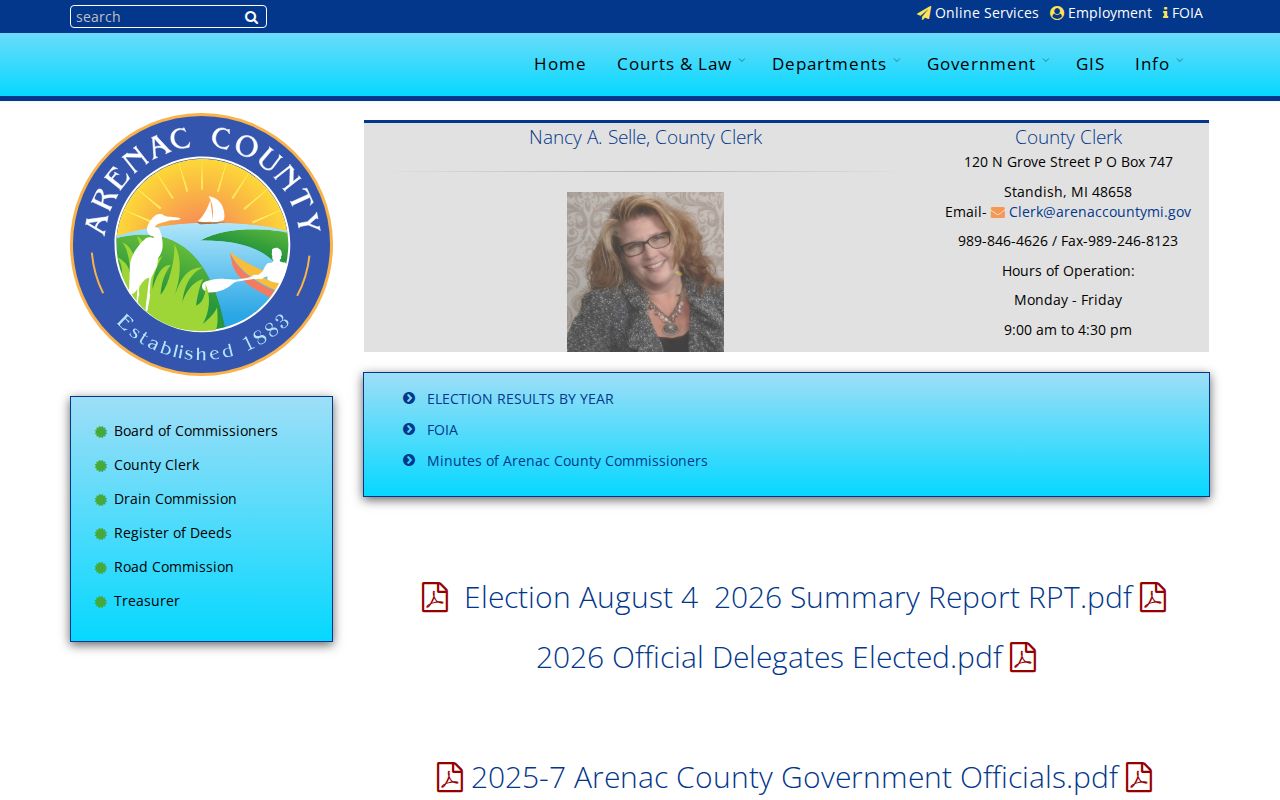 Arenac County court docket clerk record request resource