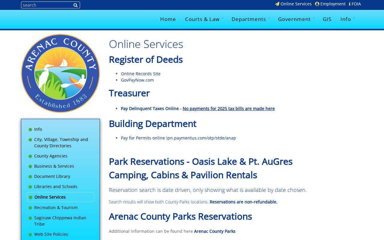 Arenac County court docket online services route