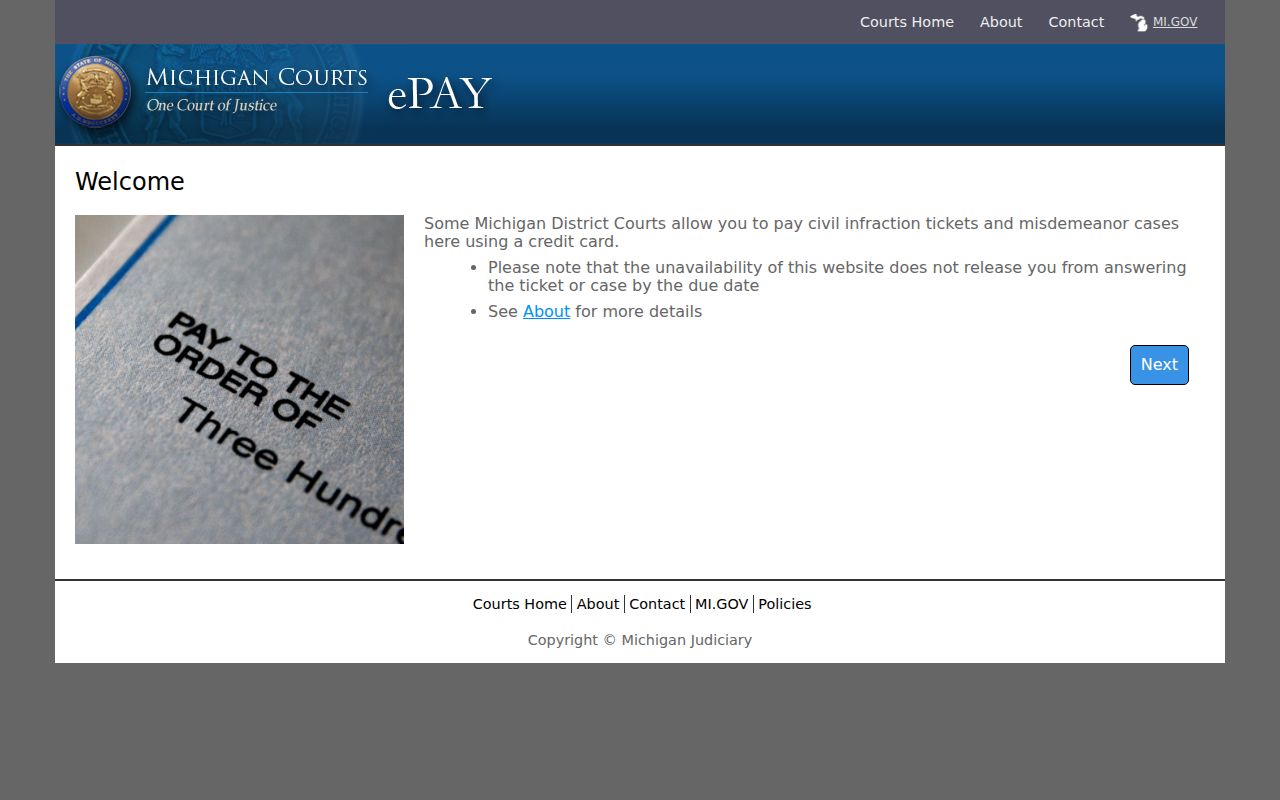 Arenac County traffic court records statewide payment interface