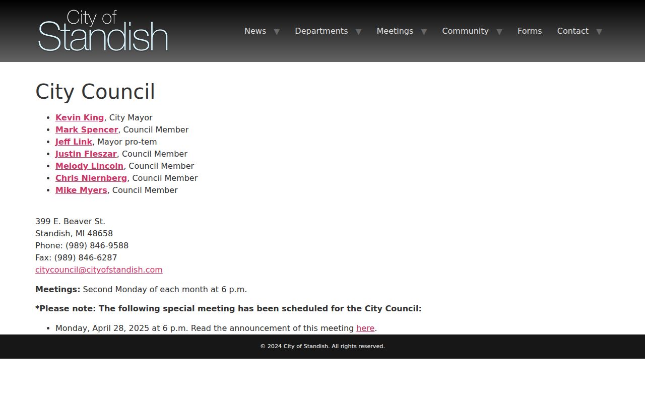Arenac County Standish court docket city council source